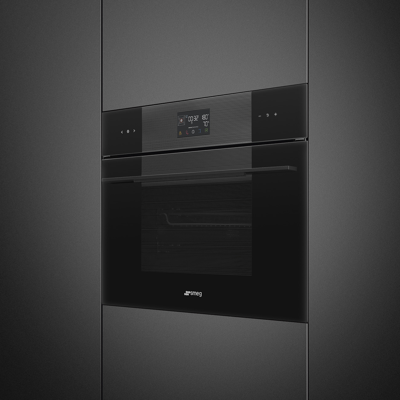 Lò nướng kết hợp vi sóng Smeg SO4102M1B3 - Galileo Micro Combi - Compacto 45cm - Línea Đen Bóng