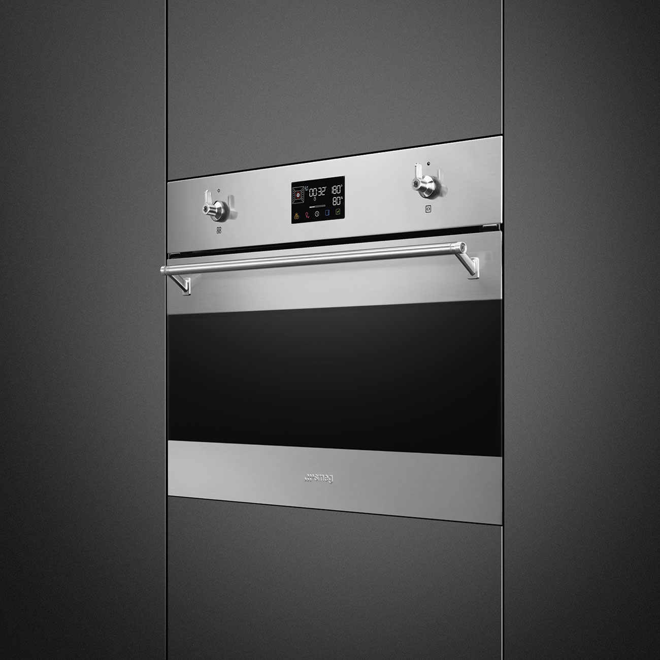 Lò nướng kèm hấp Smeg SO4302S3X - Galileo Steam100 - Compacto 45cm - Cổ Điển Inox